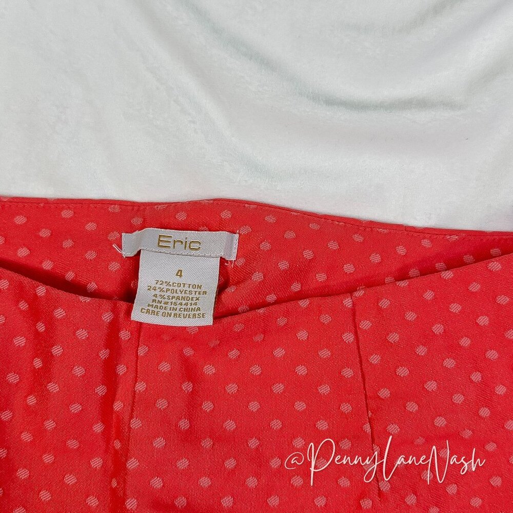 Eric Stella Mid-Rise Side Zipper Dotted Pants Size 6 Coral - Picture 9 of 15